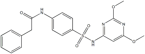 N-(4-{[(2,6-dimethoxy-4-pyrimidinyl)amino]sulfonyl}phenyl)-2-phenylacetamide Struktur