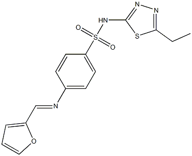 N-(5-ethyl-1,3,4-thiadiazol-2-yl)-4-{[(E)-2-furylmethylidene]amino}benzenesulfonamide Struktur