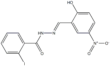 N'-[(E)-(2-hydroxy-5-nitrophenyl)methylidene]-2-iodobenzohydrazide Struktur