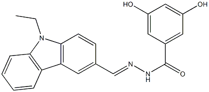 N'-[(E)-(9-ethyl-9H-carbazol-3-yl)methylidene]-3,5-dihydroxybenzohydrazide Struktur