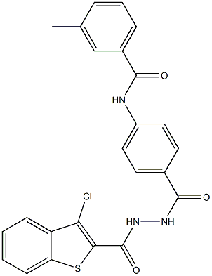 N-[4-({2-[(3-chloro-1-benzothiophen-2-yl)carbonyl]hydrazino}carbonyl)phenyl]-3-methylbenzamide Struktur