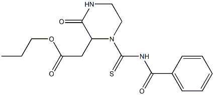 propyl 2-{1-[(benzoylamino)carbothioyl]-3-oxo-2-piperazinyl}acetate Struktur