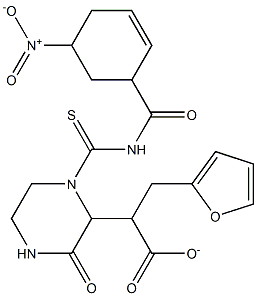 tetrahydro-2-furanylmethyl 2-(1-{[(3-nitrobenzoyl)amino]carbothioyl}-3-oxo-2-piperazinyl)acetate Struktur