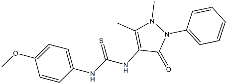 N-(1,5-dimethyl-3-oxo-2-phenyl-2,3-dihydro-1H-pyrazol-4-yl)-N'-(4-methoxyphenyl)thiourea Struktur