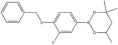 2-(4-Benzyloxy-3-fluorophenyl)-4,4,6-trimethyl-1,3,2-dioxaborinane Struktur