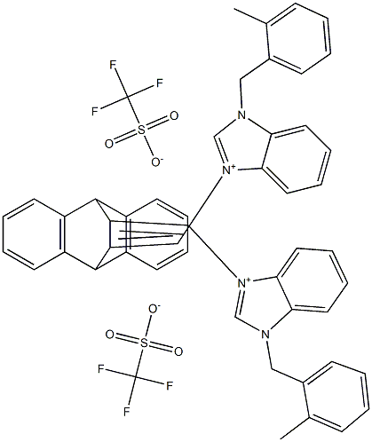 11,12-Bis[N-(2-methylbenzyl)-1H-benzimidazolium-3-methylene]-9,10-dihydro-9,10-ethanoanthracene bis(trifluoromethanesulfonate) Struktur