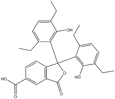 1,1-Bis-(2,5-diethyl-6-hydroxyphenyl)-1,3-dihydro-3-oxoisobenzofuran-5-carboxylic acid Struktur