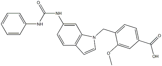 4-[6-[3-Phenylureido]-1H-indol-1-ylmethyl]-3-methoxybenzoic acid Struktur