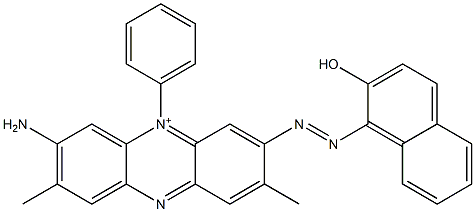 3-Amino-7-[(2-hydroxy-1-naphtyl)azo]-2,8-dimethyl-5-phenylphenazin-5-ium Struktur