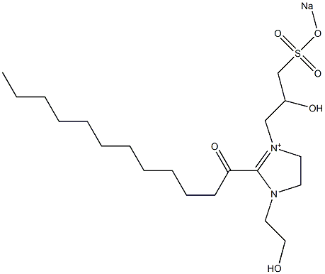 1-(2-Hydroxyethyl)-3-[2-hydroxy-3-(sodiooxysulfonyl)propyl]-2-lauroyl-2-imidazoline-3-ium Struktur