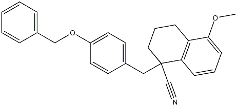 1-(4-Benzyloxybenzyl)-5-methoxy-1,2,3,4-tetrahydronaphthalene-1-carbonitrile Struktur