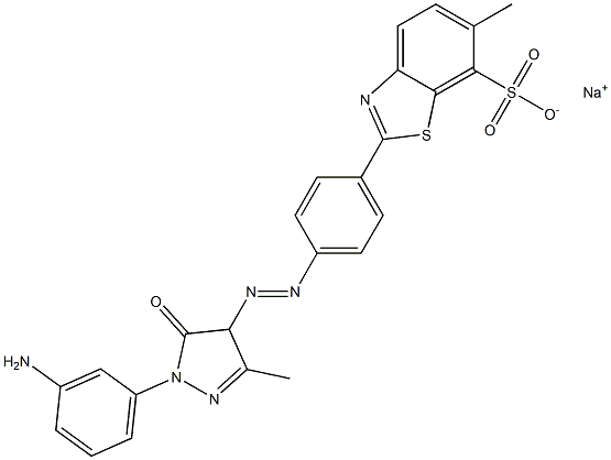 2-[4-[[1-(3-Aminophenyl)-5-oxo-4,5-dihydro-3-methyl-1H-pyrazol-4-yl]azo]phenyl]-6-methylbenzothiazole-7-sulfonic acid sodium salt Struktur