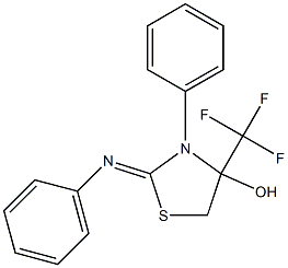 4-(Trifluoromethyl)-3-phenyl-2-(phenylimino)thiazolidin-4-ol Struktur