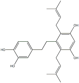 4,6-Bis(3,3-dimethylallyl)-5-(3,4-dihydroxyphenethyl)resorcinol Struktur