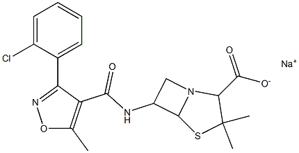 6-[3-(o-Chlorophenyl)-5-methyl-4-isoxazolyl]carbonylamino-3,3-dimethyl-4-thia-1-azabicyclo[3.2.0]heptane-2-carboxylic acid sodium salt Struktur