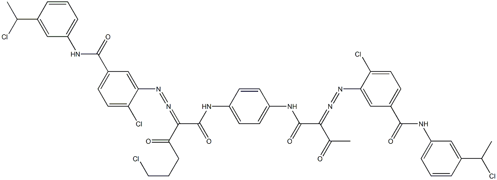 3,3'-[2-(2-Chloroethyl)-1,4-phenylenebis[iminocarbonyl(acetylmethylene)azo]]bis[N-[3-(1-chloroethyl)phenyl]-4-chlorobenzamide] Struktur