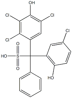 (3-Chloro-6-hydroxyphenyl)(2,3,5-trichloro-4-hydroxyphenyl)phenylmethanesulfonic acid Struktur