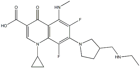 1,4-Dihydro-1-cyclopropyl-6,8-difluoro-5-(methylamino)-7-[3-[(ethylamino)methyl]pyrrolidin-1-yl]-4-oxoquinoline-3-carboxylic acid Struktur