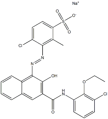 4-Chloro-2-methyl-3-[[3-[[(3-chloro-2-ethoxyphenyl)amino]carbonyl]-2-hydroxy-1-naphtyl]azo]benzenesulfonic acid sodium salt Struktur