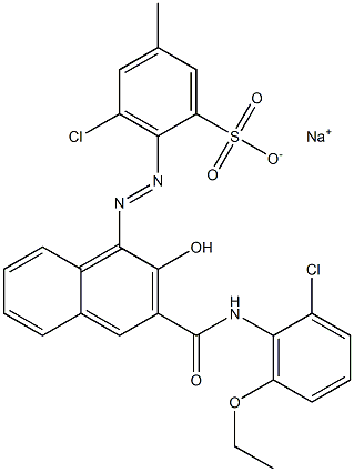 3-Chloro-5-methyl-2-[[3-[[(2-chloro-6-ethoxyphenyl)amino]carbonyl]-2-hydroxy-1-naphtyl]azo]benzenesulfonic acid sodium salt Struktur