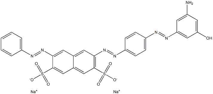 2-[[4-[(3-Amino-5-hydroxyphenyl)azo]phenyl]azo]-7-(phenylazo)-3,6-naphthalenedisulfonic acid disodium salt Struktur