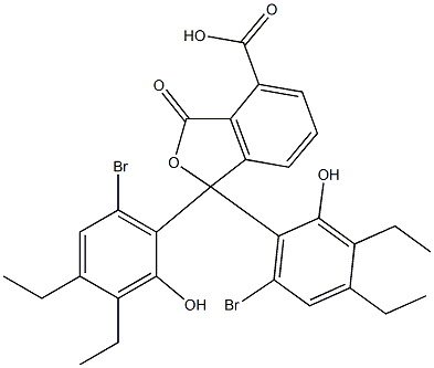 1,1-Bis(6-bromo-3,4-diethyl-2-hydroxyphenyl)-1,3-dihydro-3-oxoisobenzofuran-4-carboxylic acid Struktur