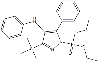 1-(Diethoxyphosphinyl)-5-phenyl-4-(phenylamino)-3-(trimethylsilyl)-1H-pyrazole Struktur