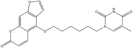 4-[6-[(1,2,3,4-Tetrahydro-5-methyl-2,4-dioxopyrimidin)-1-yl]hexyloxy]-7H-furo[3,2-g][1]benzopyran-7-one Struktur