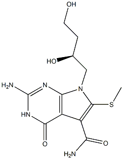 2-Amino-3,4-dihydro-6-methylthio-7-[(S)-2,4-dihydroxybutyl]-4-oxo-7H-pyrrolo[2,3-d]pyrimidine-5-carboxamide Struktur