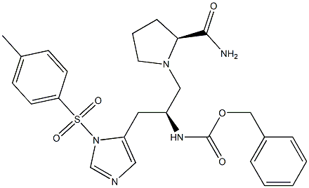 1-[(S)-2-(Benzyloxycarbonylamino)-3-[3-(p-toluenesulfonyl)-3H-imidazol-4-yl]propyl]-L-prolinamide Struktur