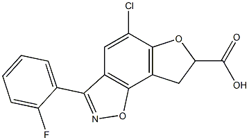 5-Chloro-7,8-dihydro-3-(2-fluorophenyl)furo[2,3-g][1,2]benzisoxazole-7-carboxylic acid Struktur