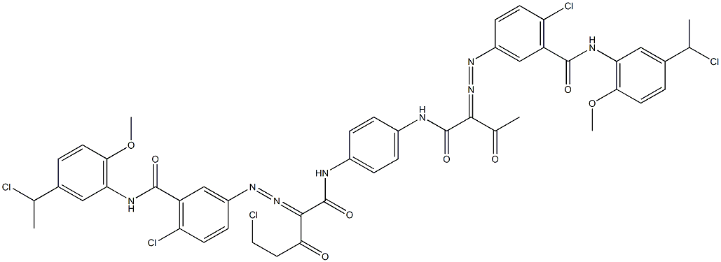 3,3'-[2-(Chloromethyl)-1,4-phenylenebis[iminocarbonyl(acetylmethylene)azo]]bis[N-[3-(1-chloroethyl)-6-methoxyphenyl]-6-chlorobenzamide] Struktur