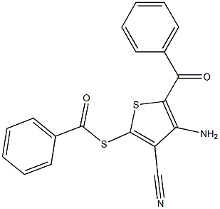 Thiobenzoic acid S-(2-benzoyl-3-amino-4-cyanothiophen-5-yl) ester Struktur