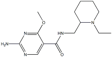 2-Amino-N-[(1-ethyl-2-piperidyl)methyl]-4-methoxy-5-pyrimidinecarboxamide Struktur