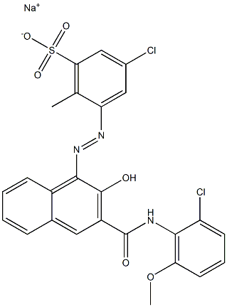 3-Chloro-6-methyl-5-[[3-[[(2-chloro-6-methoxyphenyl)amino]carbonyl]-2-hydroxy-1-naphtyl]azo]benzenesulfonic acid sodium salt Struktur