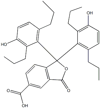 1,3-Dihydro-1,1-bis(3-hydroxy-2,6-dipropylphenyl)-3-oxoisobenzofuran-5-carboxylic acid Struktur