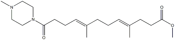 1-Methyl-4-(11-methoxycarbonyl-5,9-dimethyl-1-oxoundeca-4,8-dienyl)piperazine Struktur