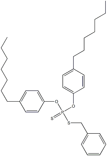 Dithiophosphoric acid O,O-bis(4-heptylphenyl)S-benzyl ester Struktur