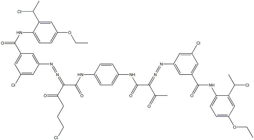 3,3'-[2-(2-Chloroethyl)-1,4-phenylenebis[iminocarbonyl(acetylmethylene)azo]]bis[N-[2-(1-chloroethyl)-4-ethoxyphenyl]-5-chlorobenzamide] Struktur