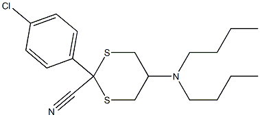 2-(4-Chlorophenyl)-5-(dibutylamino)-1,3-dithiane-2-carbonitrile Struktur