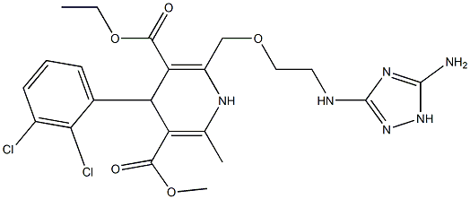 4-(2,3-Dichlorophenyl)-2-methyl-6-[2-[(5-amino-1H-1,2,4-triazol-3-yl)amino]ethoxymethyl]-1,4-dihydro-3,5-pyridinedicarboxylic acid 3-methyl 5-ethyl ester Struktur