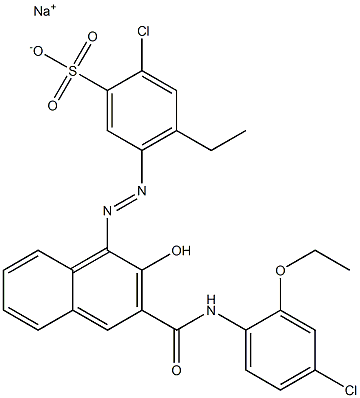 2-Chloro-4-ethyl-5-[[3-[[(4-chloro-2-ethoxyphenyl)amino]carbonyl]-2-hydroxy-1-naphtyl]azo]benzenesulfonic acid sodium salt Struktur