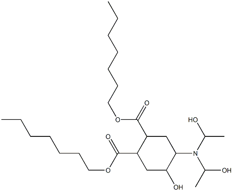 5-Hydroxy-4-[bis(1-hydroxyethyl)amino]-1,2-cyclohexanedicarboxylic acid diheptyl ester Struktur