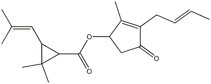 2,2-Dimethyl-3-(2-methyl-1-propenyl)cyclopropane-1-carboxylic acid 3-(2-butenyl)-2-methyl-4-oxo-2-cyclopenten-1-yl ester Struktur