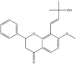 2,3-Dihydro-8-(3-hydroxy-3-methyl-1-butenyl)-7-methoxy-2-phenyl-4H-1-benzopyran-4-one Struktur