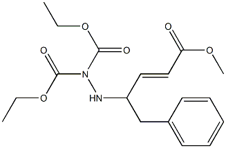 4-[N,N'-Bis(ethoxycarbonyl)hydrazino]-5-phenyl-2-pentenoic acid methyl ester Struktur