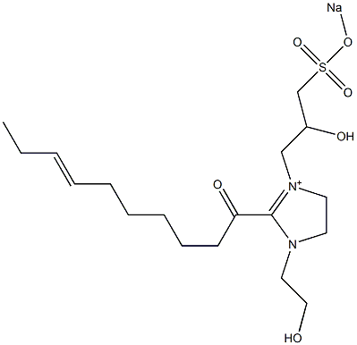 1-(2-Hydroxyethyl)-3-[2-hydroxy-3-(sodiooxysulfonyl)propyl]-2-(7-decenoyl)-2-imidazoline-3-ium Struktur