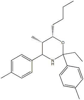 (5S,6S)-6-Butyl-2-ethyl-5-methyl-2,4-di(p-tolyl)-3,4,5,6-tetrahydro-2H-1,3-oxazine Struktur