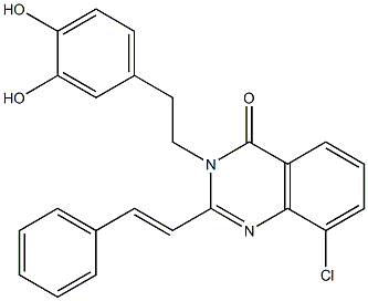 8-Chloro-3-(3,4-dihydroxyphenethyl)-2-styrylquinazolin-4(3H)-one Struktur