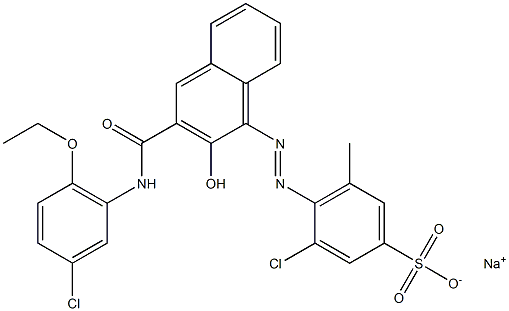 3-Chloro-5-methyl-4-[[3-[[(3-chloro-6-ethoxyphenyl)amino]carbonyl]-2-hydroxy-1-naphtyl]azo]benzenesulfonic acid sodium salt Struktur